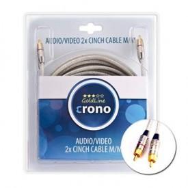 Crono kabel propojovací Cinch / Cinch - stereo, 2x Cinch (samec) / 2x Cinch (samec), vysoká kvalita, 5m (Cinch - Cinch)