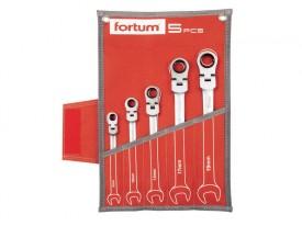 FORTUM klíče ráčnové očkoploché s kloubem, sada 5ks, 8-19mm (4720201) (sady ráčnových klíčů)