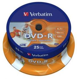 Verbatim DVD-R 4,7GB 16x Printable, 25ks (DVD-R)