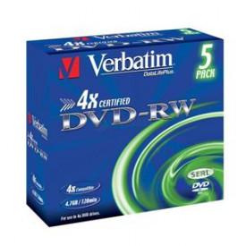 Verbatim média DVD-RW - 5 ks, jewel, 4.7GB, 4x, DLP (DVD-RW)