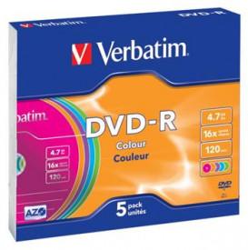 Verbatim DVD-R 4,7GB 16x Colour, 5ks (DVD-R)