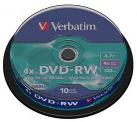 Verbatim DVD-RW 4,7GB 4x, 10ks (DVD-RW)